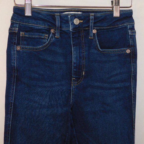 We The Free Denim Jeans Free People Skinny High Rise Raw Hem Size 26 - Picture 3 of 9